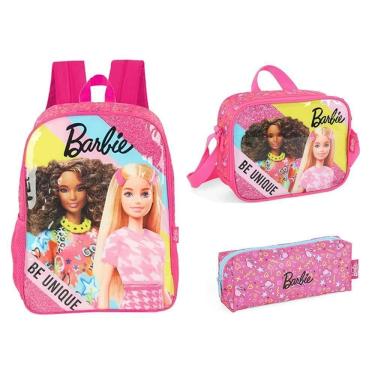 Imagem de Kit Mochila Costas + Lancheira + Estojo Be Unique - Barbie