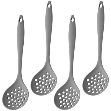 Imagem de Escumadeira De Silicone Preta Grande Kit 04 Un