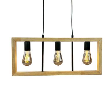Imagem de Pendente Rústico Retangular 60cm 3E27 LA0057 Delis