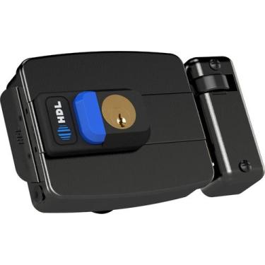 Imagem de Fechadura Elétrica C90 12V Com Botão Abertura Para Dentro Preta HDL