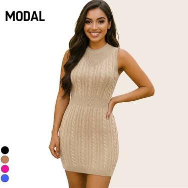 Imagem de Vestido Midi Tricot Modal Premium Trança - Vitrine Collection, Off, U
