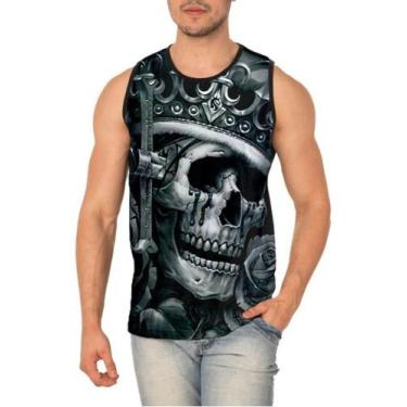 Imagem de Regata Rei Caveira Black Skull Blusa Ogabel 40 - smoke, Preto, XG