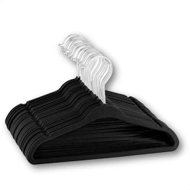 Imagem de Kit 50 Cabides De Veludo Roupa Antideslizante Slim Ultra Fino Premium 