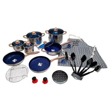 Imagem de Jogo de Panelas Royal Z Cookware Set Antiaderente Azul - 23 Peças - 30375