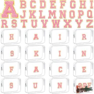 Imagem de Bolsa de maquiagem Huhumy 12 inicial personalizada A-z com adesivos