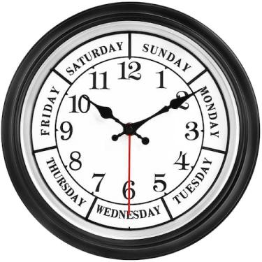 Imagem de Relógio de parede 45 minutos e 30 cm, calendário retrô do dia da seman