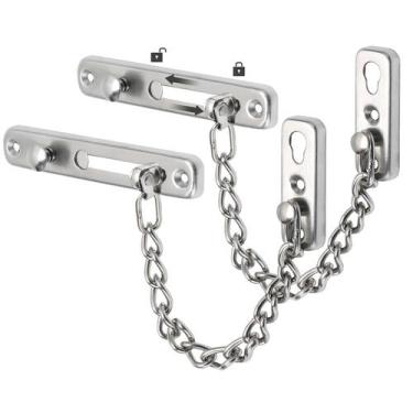 Imagem de Chain Door Guard Lock Alise em aço inoxidável de níquel escovado