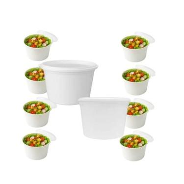 Imagem de Pote PP com tampa lacre 400 Ml Redondo Branco 10 unidades Brasilpack