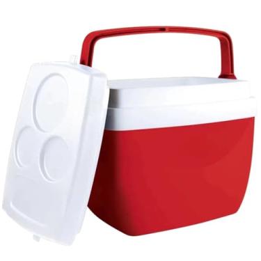 Imagem de Cooler Caixa Térmica Com Alça 6 e 12 Litros Portátil Bebidas Geladas Lanche Sanduiche Praia Verão(12,Vermelho)