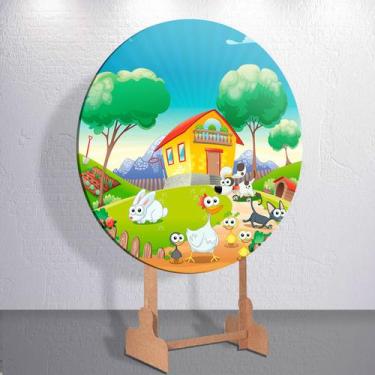 Imagem de Painel Tema Fazenda Animais Capa Grande e Mini Redondoda Estampa Subli