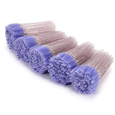 Imagem de Tbestmax 500 peças de bastão de rímel descartáveis, pincéis de sobrancelha, aplicadores, carretéis de cílios para extensão de cílios - cabo colorido, roxo