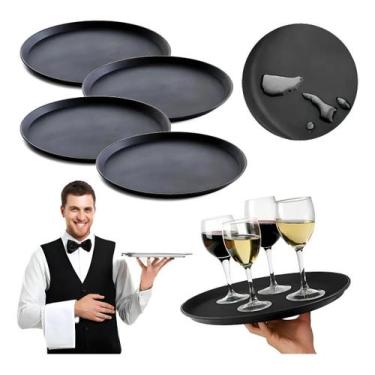 Imagem de Bandeja Antiderrapante Redonda Plástico Para Servir Garçom 40cm - Vene