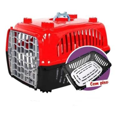 Imagem de Caixa De Transporte Cães Gatos Nº3 com Piso Burdog, Vermelho