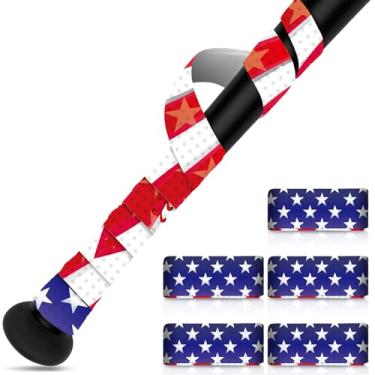 Imagem de Soulchen Pacote com 5 fitas adesivas para beisebol softball, críquete de 1,5 mm, 39,37 polegadas, pré-cortada, totalmente adesiva, sensação profissional, envoltório para tacos vermelho, branco, azul