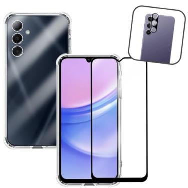 Imagem de Kit Capa Anti Impacto, Película de Vidro 3D, Protetor de Lente para Samsung Galaxy A15, Transparente