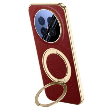 Imagem de FWYANZH Capa magnética para Honor Magic 8 Pro/8, suporte de anel dobrável giratório, proteção total da lente galvanizada, borda dourada, vermelha, 8Pro