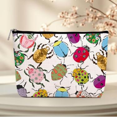 Imagem de Bolsa de maquiagem colorida para besouros, bolsa de cosméticos para insetos, bolsa de viagem para mulheres, meninas, filhas, irmãs, colegas de trabalho, amigas, esposa, amizade, formatura, presente de