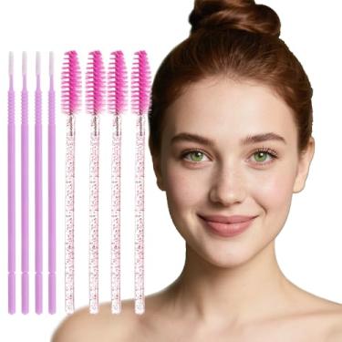 Imagem de Kit de suprimentos de extensão de cílios, 150 peças, 50 pincéis descartáveis para rímel e 100 pincéis descartáveis de microcotonete, pincéis de maquiagem (kits roxos)