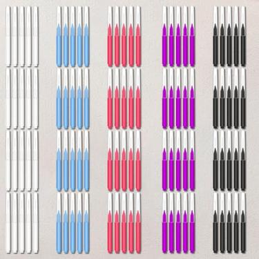 Imagem de 100 pincéis micro para sobrancelhas – carretel multifuncional para sobrancelhas e extensões de cílios, 5 cores