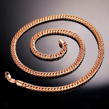 Imagem de Colar masculino de aço inoxidável, corrente de elos cubanos, preto/prata/ouro rosa/ouro, corrente masculina hip hop, joias 46/56/71/76 cm, 18inch, Cobre, Sem Pedra Preciosa