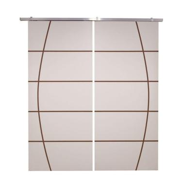 Imagem de Porta Dupla Branco Prime Frisada Kit Alumínio F01 - 210x180