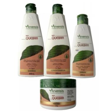 Imagem de Kit Arvensis Shampoo Condicionador 300ml Máscara Leave-in Anti Quebra