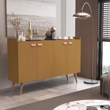 Imagem de Aparador Buffet Retrô Zeus 4 Portas Pés Palito MDF, Armário Bar Cantin