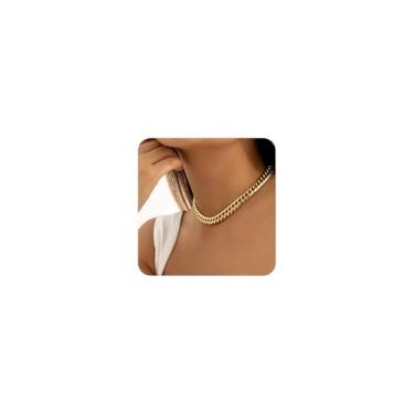 Imagem de FEEL STYLE Colar de ouro grosso para mulheres, banhado a ouro 14K, corrente de elos cubanos de 10 mm/14 mm e colar grosso O-Link de 8 mm, joia moderna, ajustável, 24 inches, Aço inoxidável, Sem Pedra