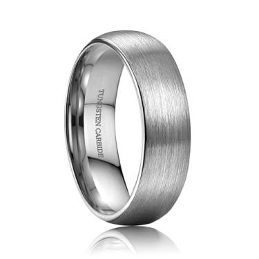 Imagem de ORAZIO Anéis de casamento de tungstênio para homens 6/8 mm aliança de casamento masculina preto/prata/banhado a ouro, acabamento fosco escovado borda polida aliança de compromisso masculino joia