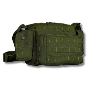 Imagem de Kit Embornal MOLLE + 3 Bolsos Modulares, RipStop Resistente, Capacidade 7 Litros, Diversos Compartimentos com Zíper, Alça Acolchoada e Fixação Modular (VERDE)