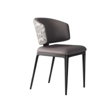 Imagem de Cadeira de jantar ergonômica com espuma de alta densidade e pernas de aço carbono (almofada de assento cinza encosto branco)