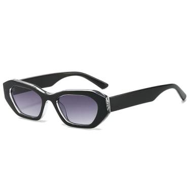 Imagem de Óculos de Sol Olho de Gato Feminino UV400 Masculino Punk Degradê para Esportes ao Ar Livre, Corrida e Ciclismo, Preto e Cinza Degradê