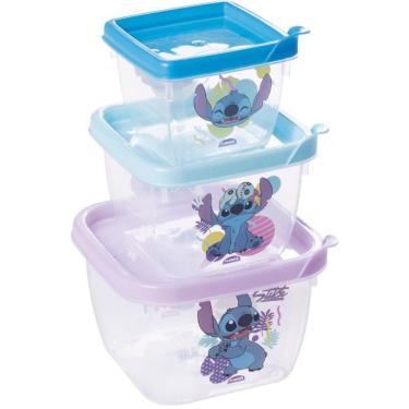 Imagem de Conjunto 3 Potes Plásticos Stitch - Plasutil