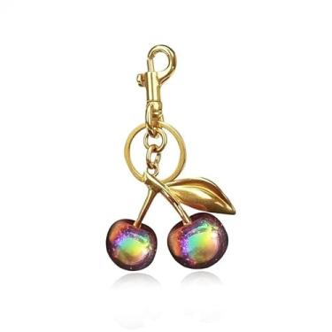 Imagem de Bolsa feminina com berloques de cereja fofa, porta-chaves, acessórios duráveis para carro, dia das mães, Natal, dia dos namorados