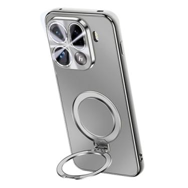 Imagem de HAOMRIYL Capa de suporte para Oppo Find X9/X9pro, suporte de anel giratório, capa de telefone com suporte para câmera, proteção de lente rígida, cinza, X9Pro