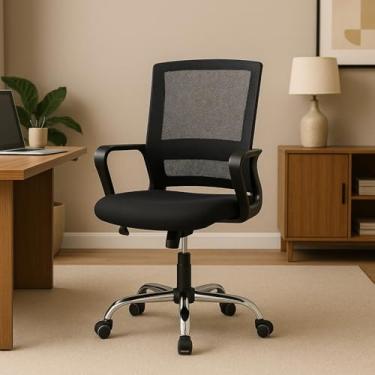 Imagem de Cadeira De Escritório Reforçada 120kg Ajustável Giratória Apoio Braço Tecido Mesh Respirável Air Home Office Gear Tech