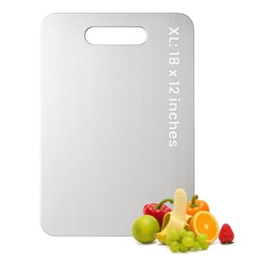 Imagem de Tábua de corte de titânio, tábua de corte de titânio 100% puro para cozinha, tábua de corte dupla face de higiene e durabilidade, tábua de cortar não tóxica, pode ser lavada na lava-louças (45 cm x 30