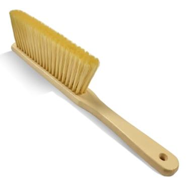 Imagem de Escova de pó de madeira para interior automotivo, escova de detalhes de carro de cabo longo, espanador macio automotivo multiuso para painel, oficina, ventilação de ar, claraboia (amarelo)