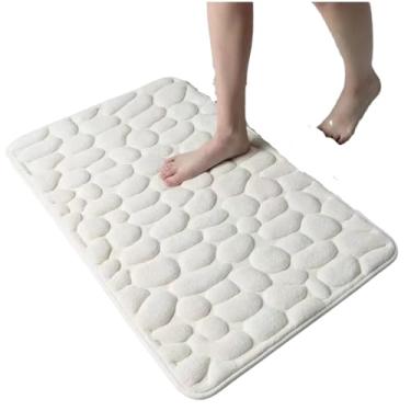 Imagem de Tapete de Porta Para Banheiro Estampa Pedra 60 cm Fino (CREME, 1 UNIDADE)