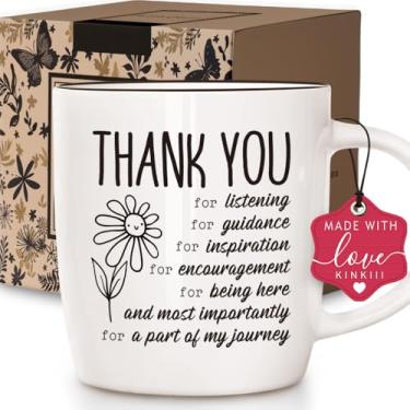 Imagem de Kinkiii Thank You Gifts for Women, Caneca "Thank You for Being A Part of My Journey", agradecimento por professores, colegas de trabalho, amigos, chefe, mentor, presente de despedida, 370 ml