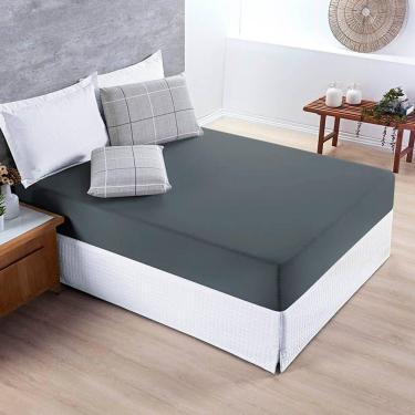 Imagem de Jogo De Lençol Júlia King 3 Peças Micropercal 200 Fios - Dallas Quadriculado - 100% Poliéster