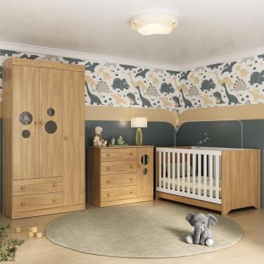 Imagem de Quarto de Bebê Completo com Berço Americano 3 em 1 Pirulito Multimóveis MP4621