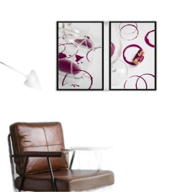 Imagem de Kit 2 Quadros Arte Vinho Tinto - Fotos 33X24Cm - Com Vidro