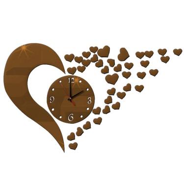 Imagem de Relógio de parede em forma de coração em acrílico moderno DIY Silent 21cm
