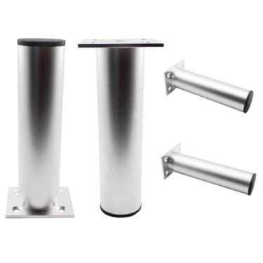 Imagem de Lamvbls Pernas ajustáveis de liga de alumínio para móveis de 15 cm - 15 cm, conjunto de 4 pernas de substituição para prateleiras de armário de mesa de café e sofá - Prata