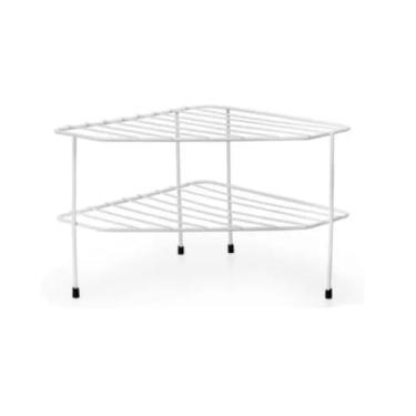 Imagem de Organizador de Armario Prateleira Porta Pratos 3 Andares Grande Para Cozinha(Prateleira 2 Andares Branco)