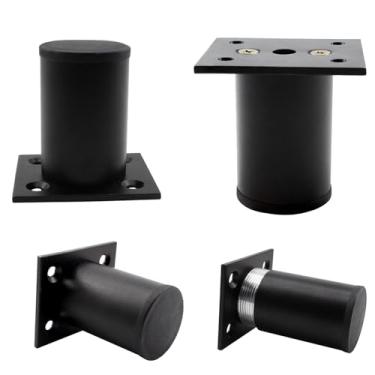 Imagem de Lamvbls Pernas de móveis de liga de alumínio ajustáveis de 2,36 polegadas - 6 cm, conjunto de 4 pernas de substituição de pernas redondas para armário de mesa de café, prateleiras de sofá - preto
