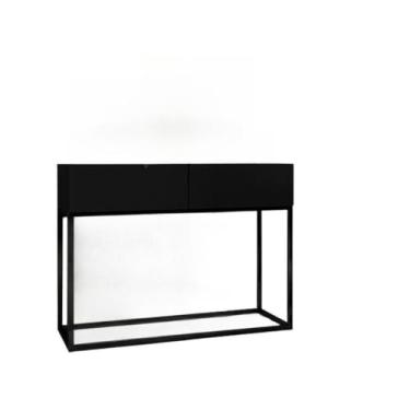 Imagem de Aparador Buffet Pequeno 90cm com 2 Gavetas para Cozinha Estilo Industrial com Pés de Ferro Preto(Preto Fosco)