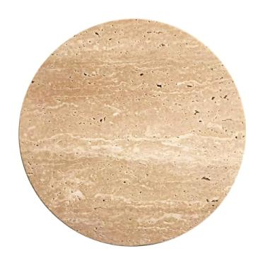 Imagem de Bandeja redonda de mármore, elegante prato de pedra natural para banheiro, cozinha, quarto, decoração lisa, 3,94 x 3,94 x 0,39 pol. / 10 x 10 x 1 cm