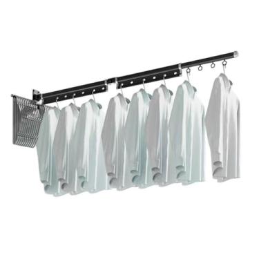 Imagem de Hhsdyl Cabideiro Retráctil Secar Roupa, Dobrável, Montado Parede Suporte Ferro Roupas Economia Espaço Varão para Pendurar Roupas Guarda-roupa,Gray,two